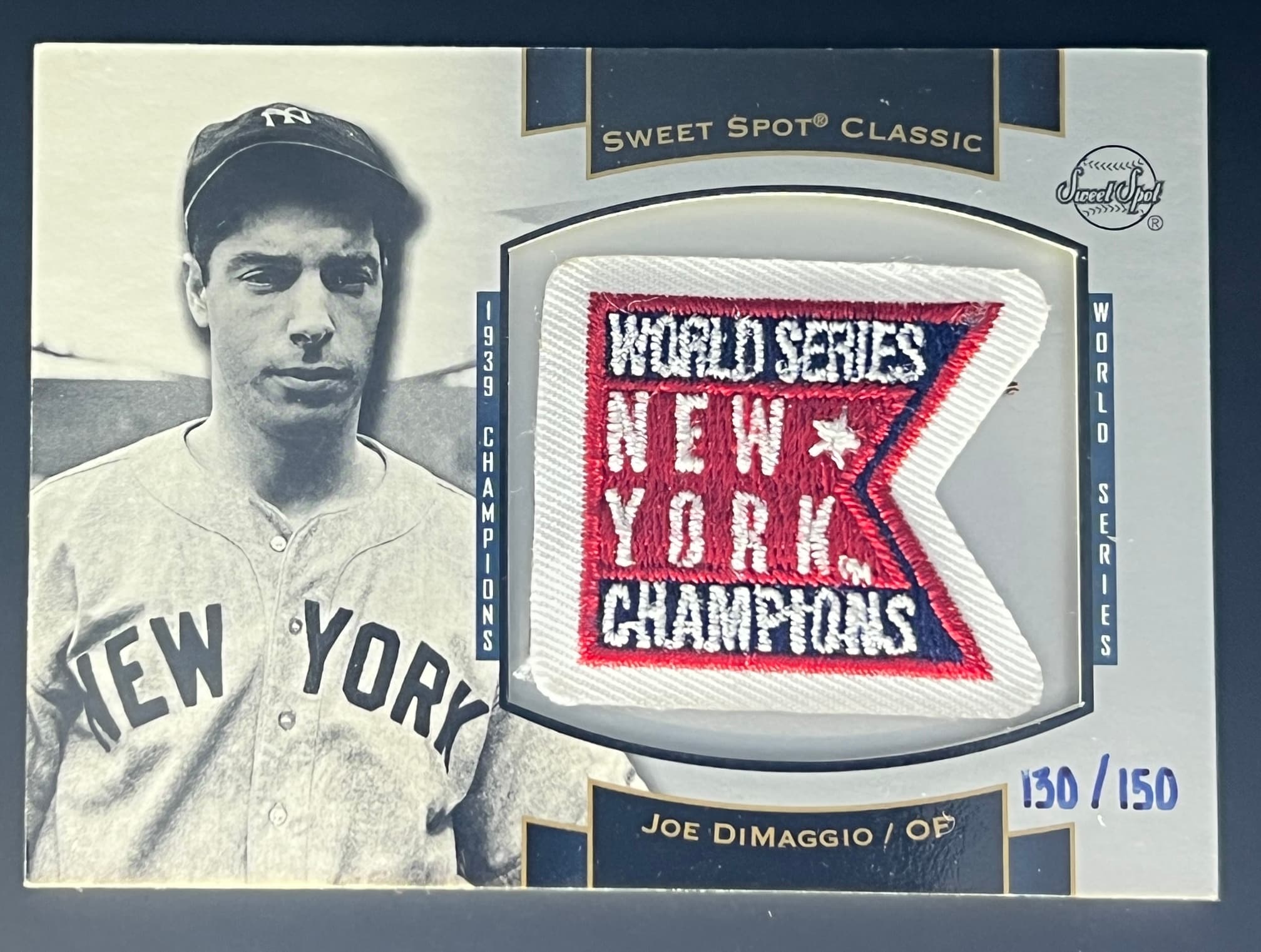 2003 Upper Deck Sweet Spot Classic Joe Dimaggio Souvenir World Series Patch 130/150