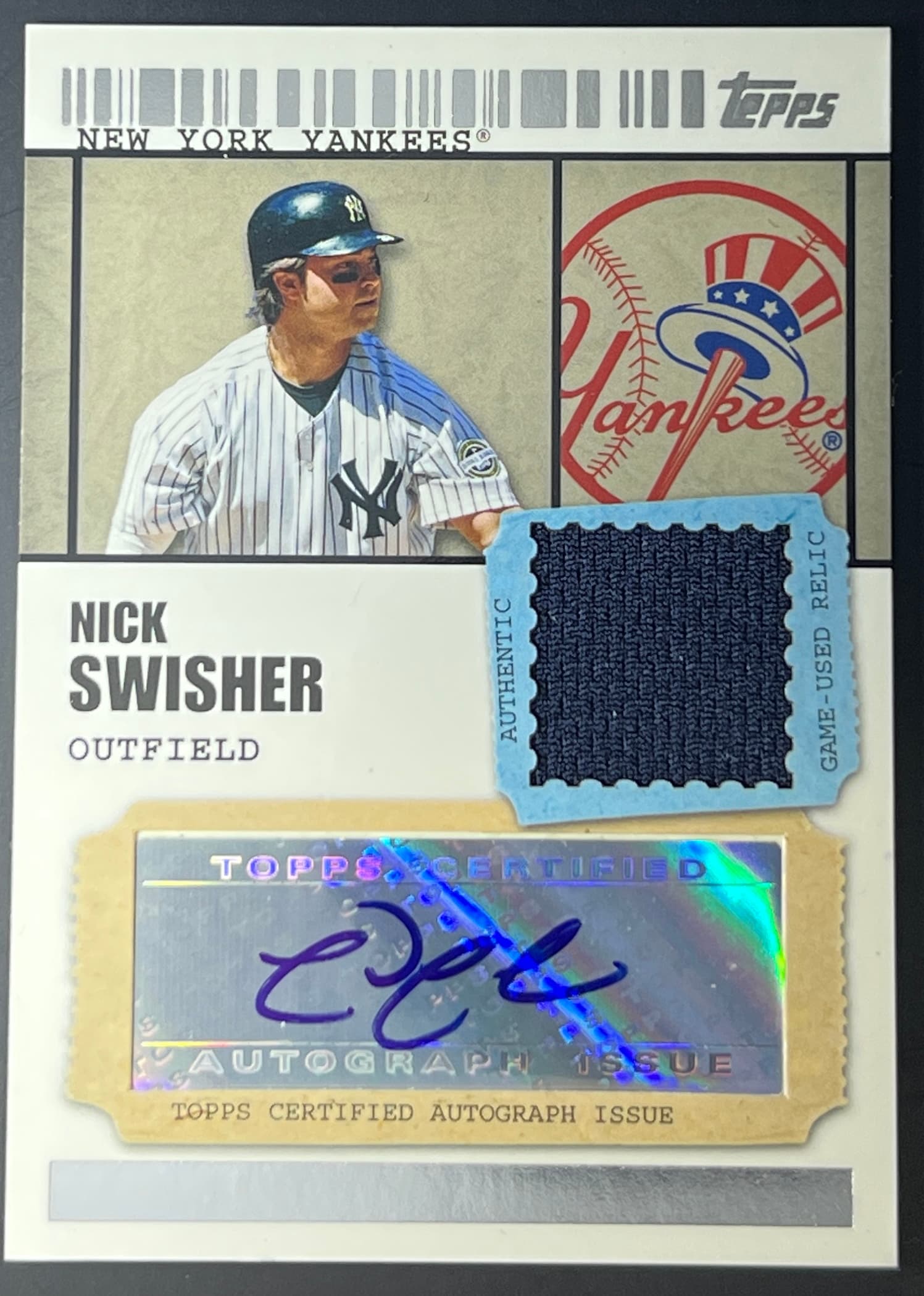 2009 Topps Ticket To Stardom Nick Swisher Auto Relic 129/489