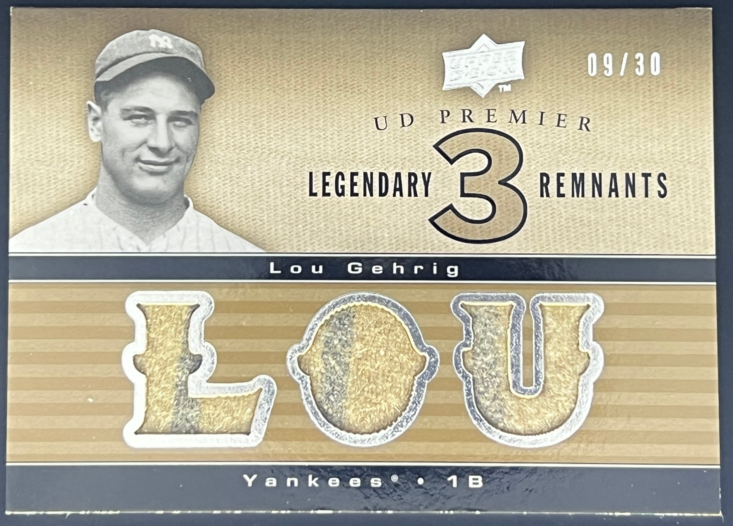 2008 Upper Deck Premier Legendary Remnants Game Used Jersey Lou Gehrig 9/30
