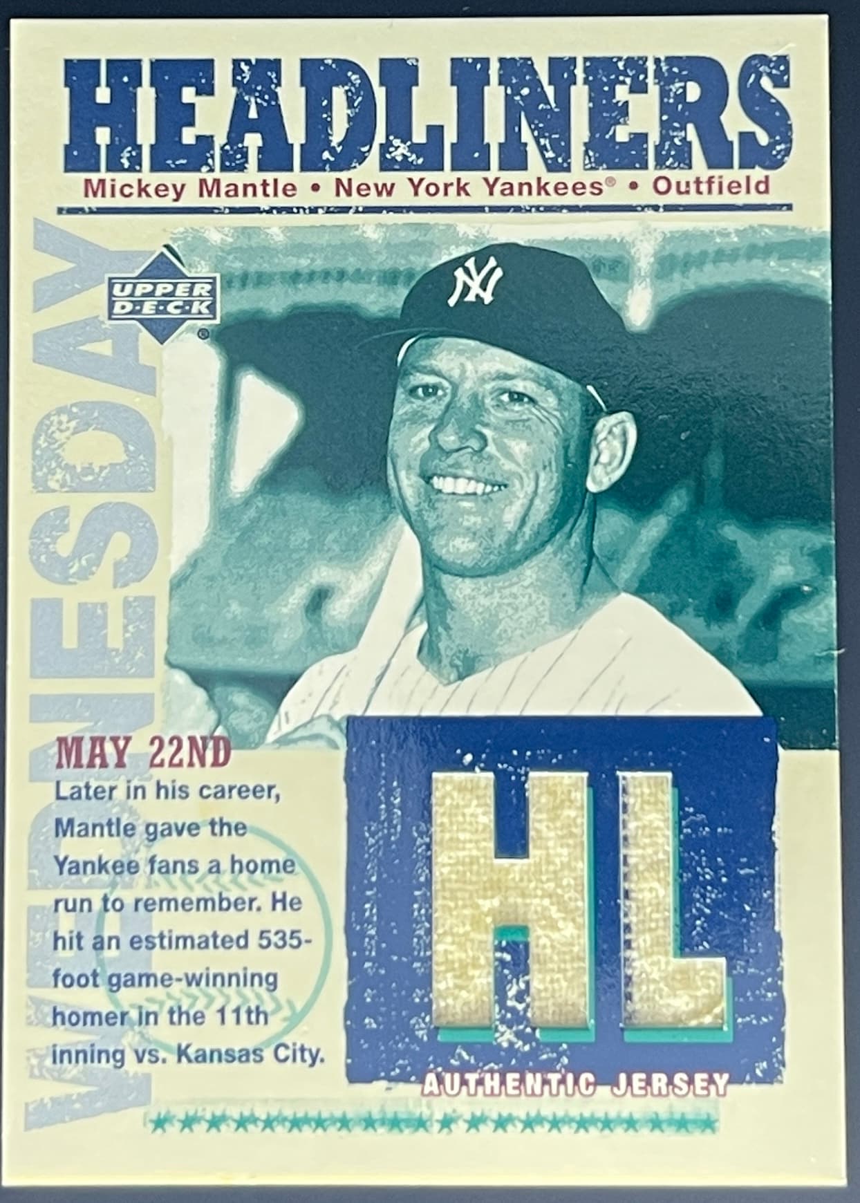 2003 Upper Deck Headliners Mickey Mantle Game Used Jersey