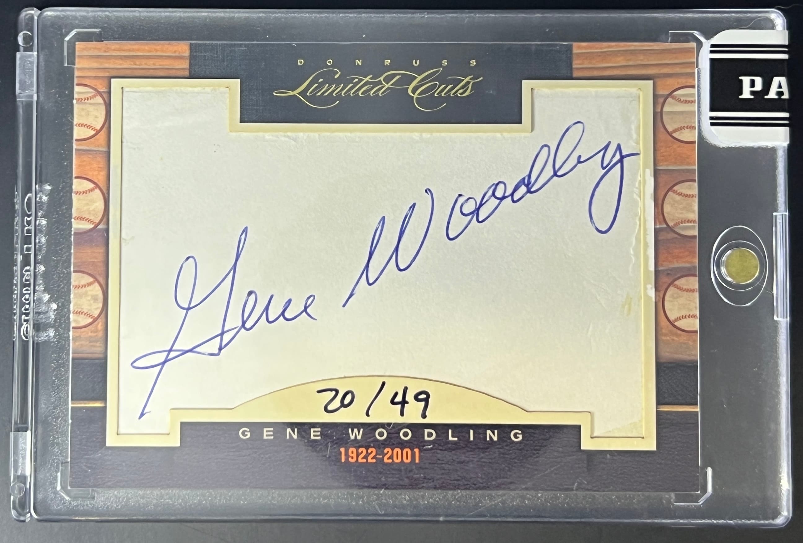 2011 Donruss Limited Cuts Gene Woodling Auto 20/49