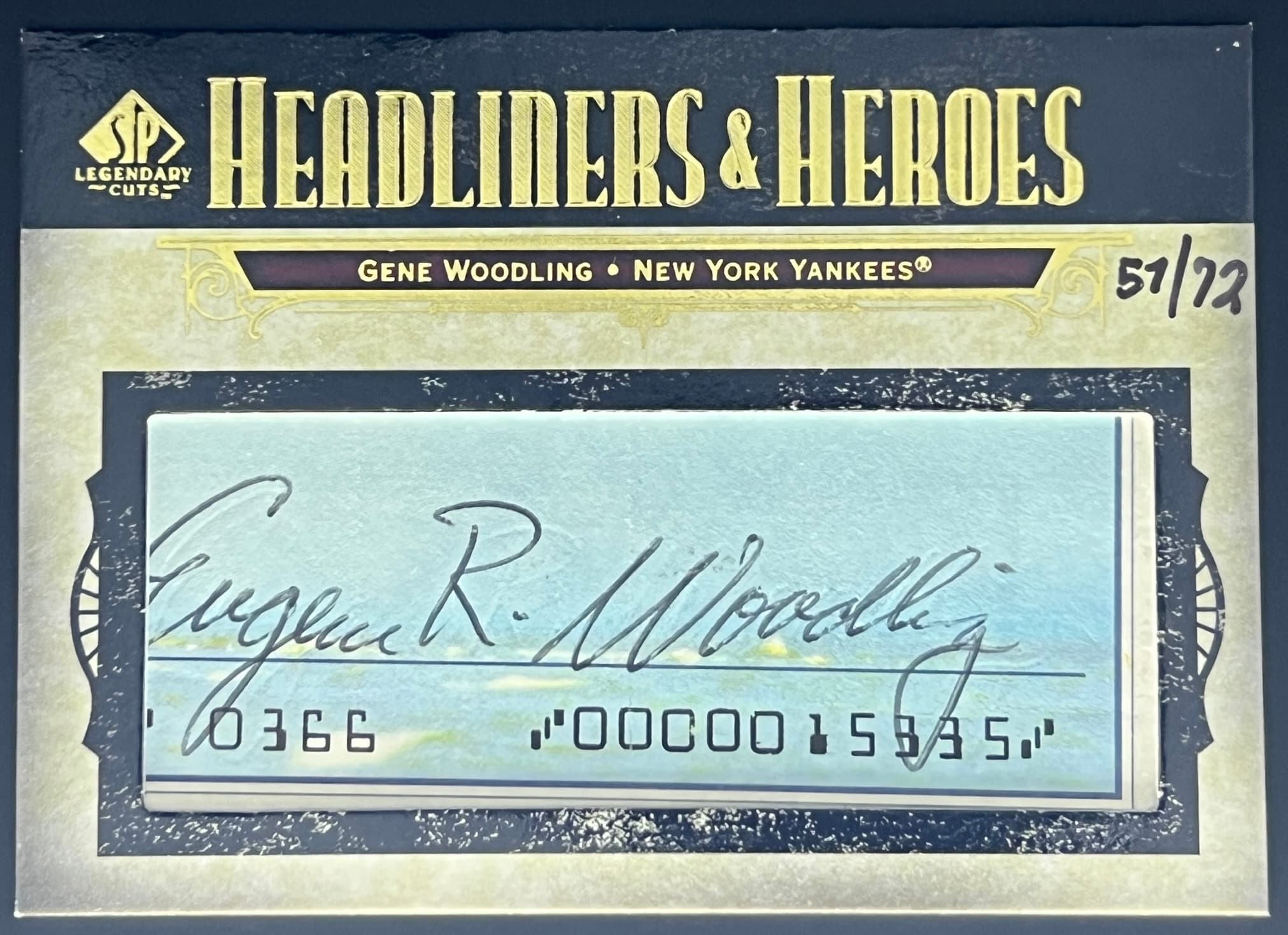 2008 SP Legendary Cuts Headliners and Heroes Gene Woodling Auto 57/72