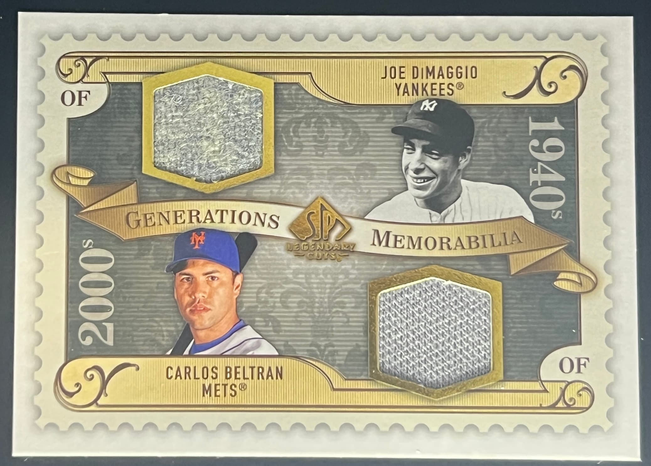 2009 SP Legendary Cuts Joe Dimaggio/Carlos Beltran Dual Game Used Memorabilia
