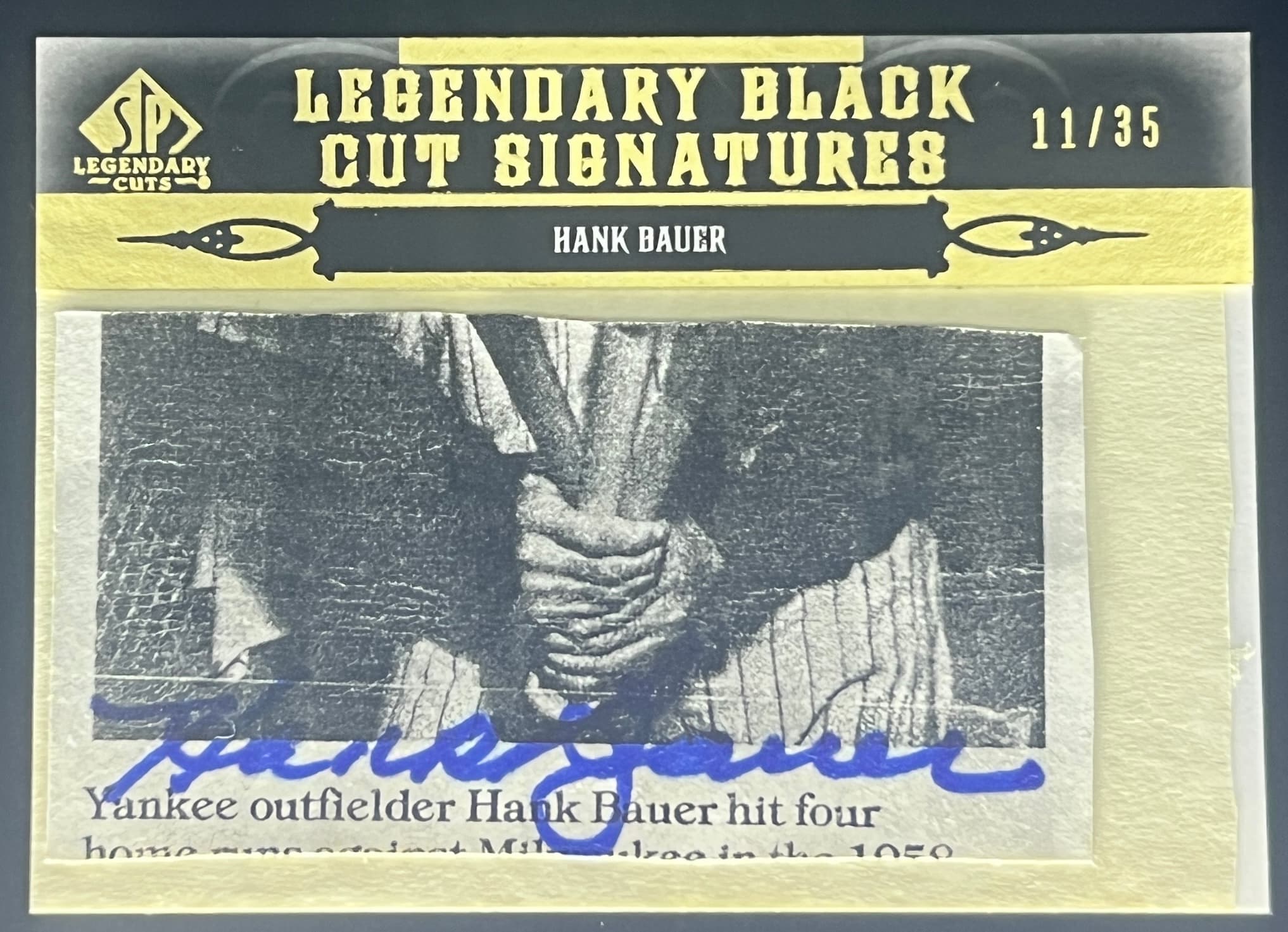 2011 SP Legendary Cuts Black Signatures Hank Bauer 11/35