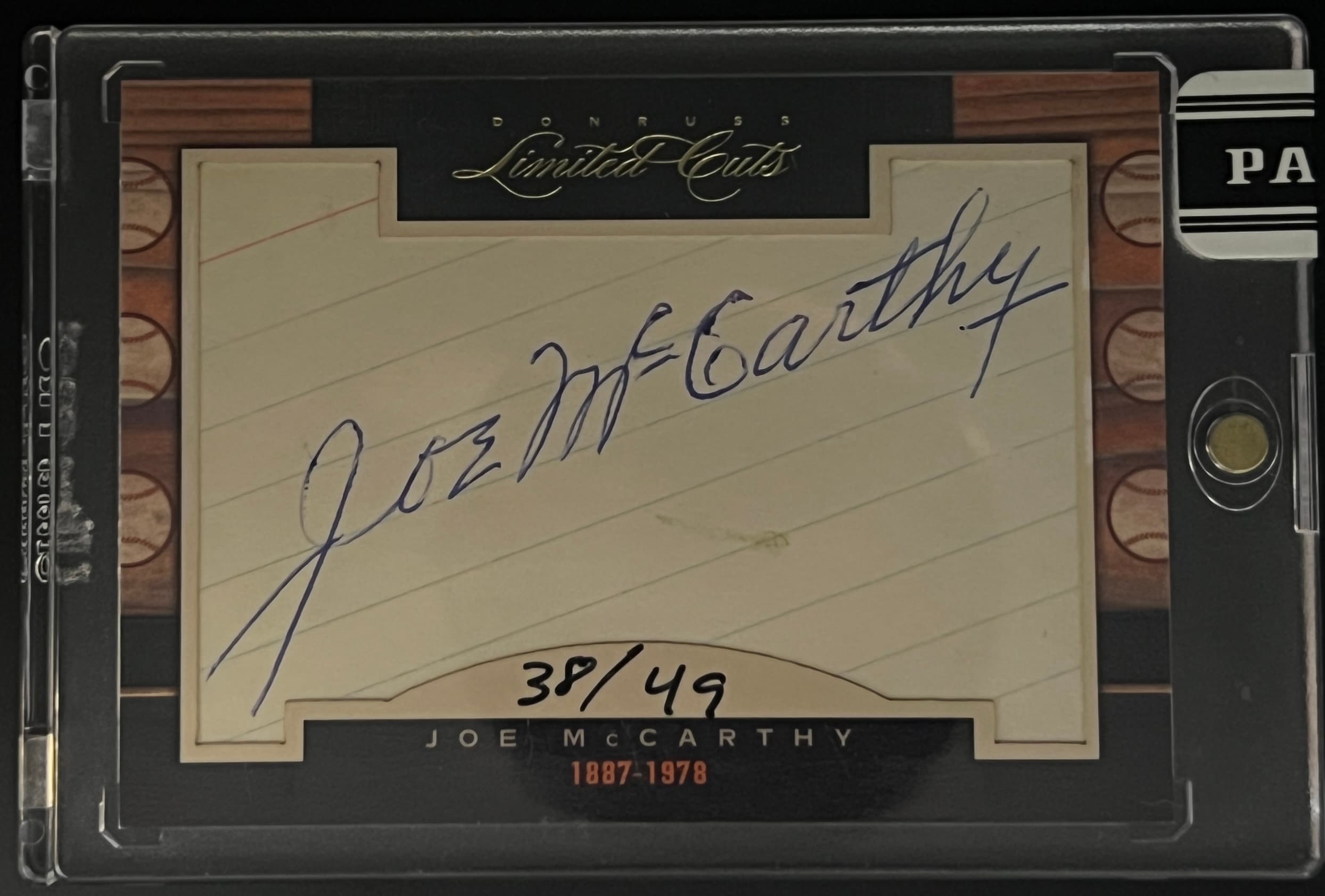 2011 Donruss Limited Cuts Joe McCarthy Auto 38/49