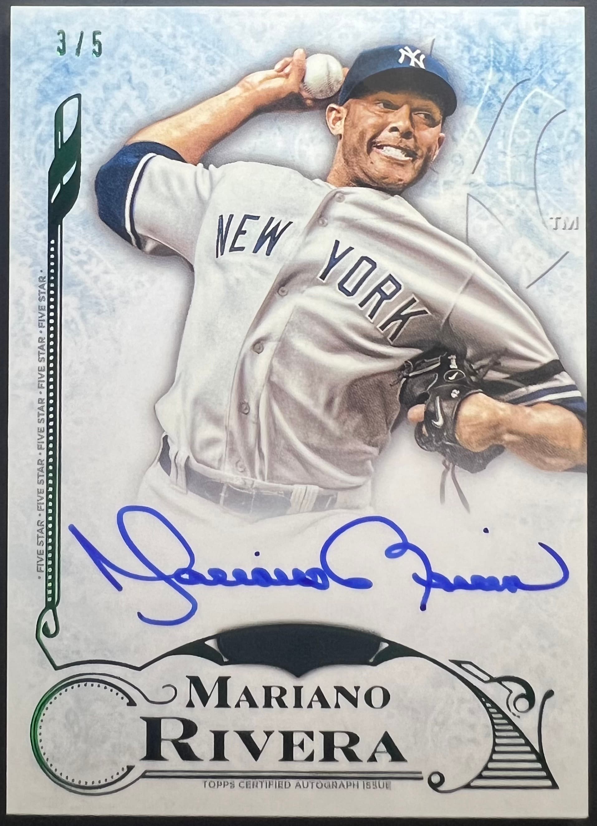 2015 Topps Five Star Emerald Mariano Rivera Auto 3/5
