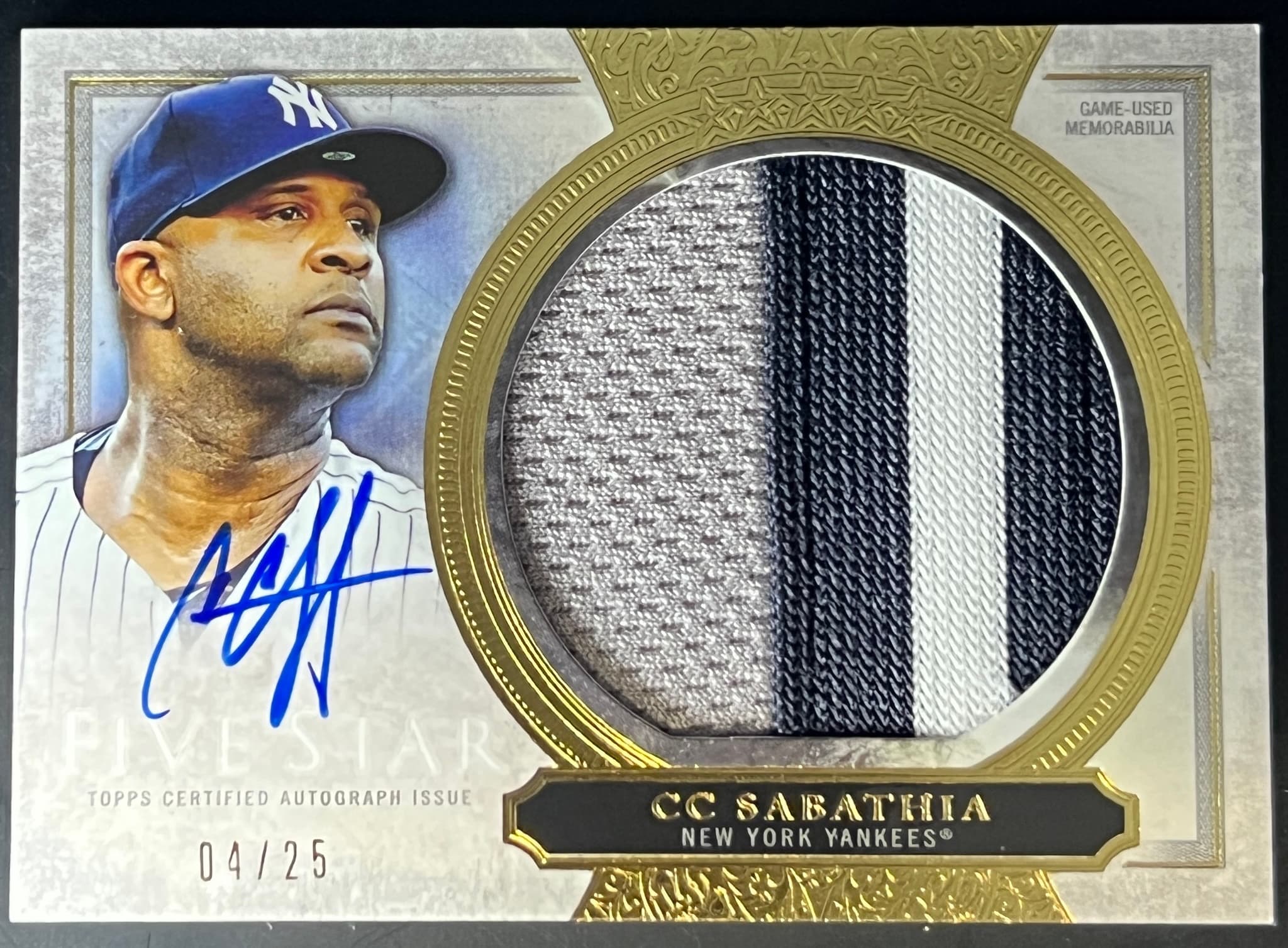 2020 Topps Five Star Jumbo Patch Auto CC Sabathia 4/25.