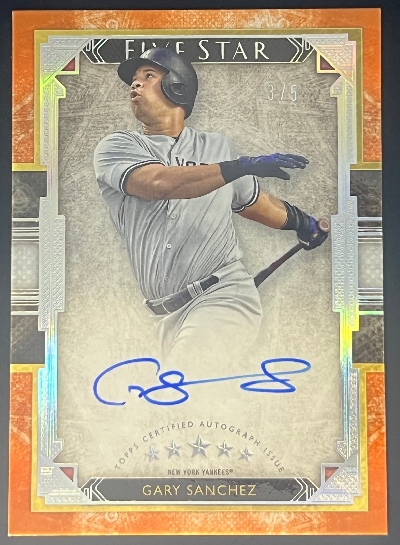 2018 Topps Five Star Gary Sanchez Orange Auto 3/5