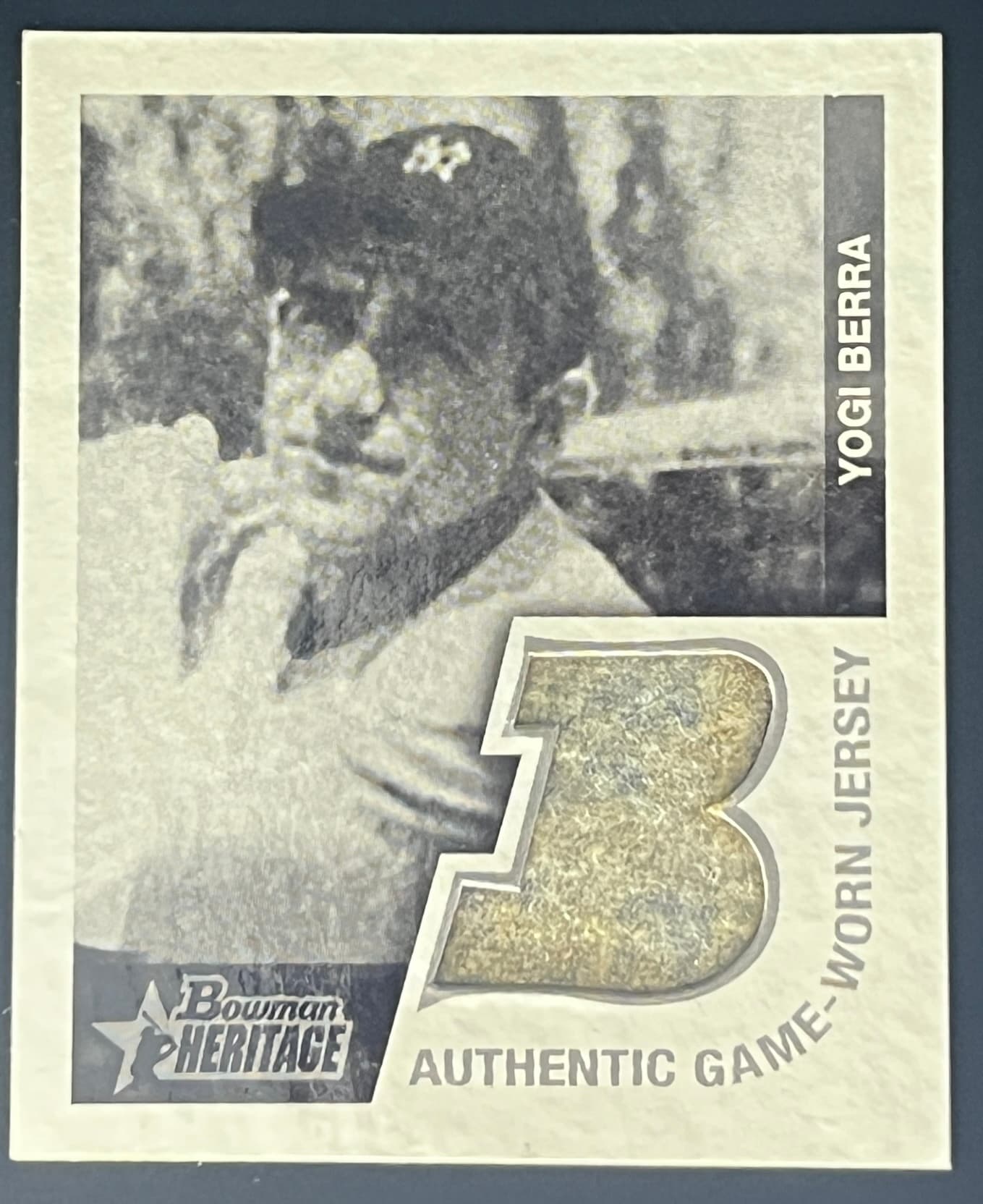 2001 Bowman Heritage Mini Yogi Berra Game Worn Jersey