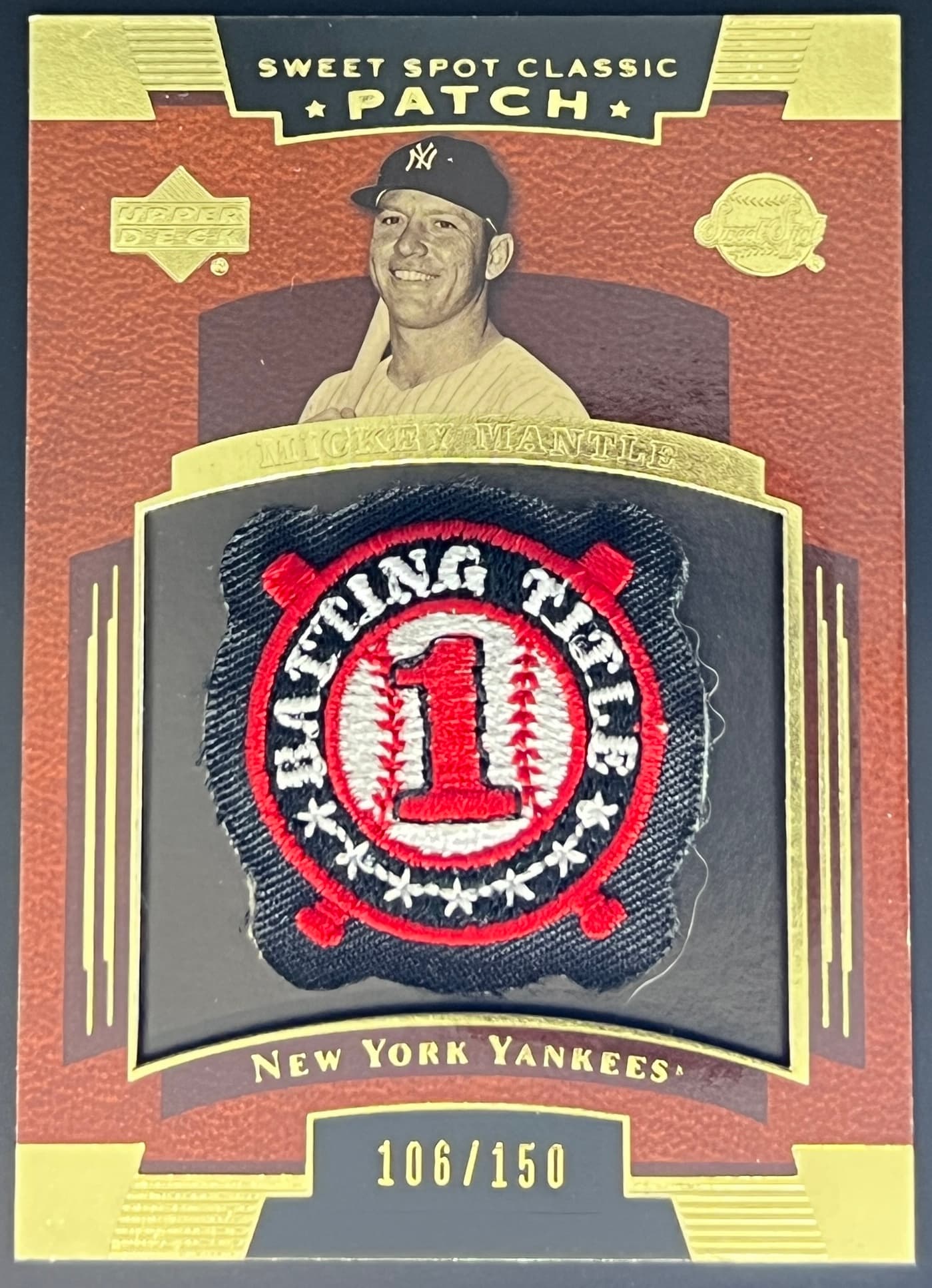 2004 Upper Deck Sweet Spot Classic Patch Mickey Mantle 106/150