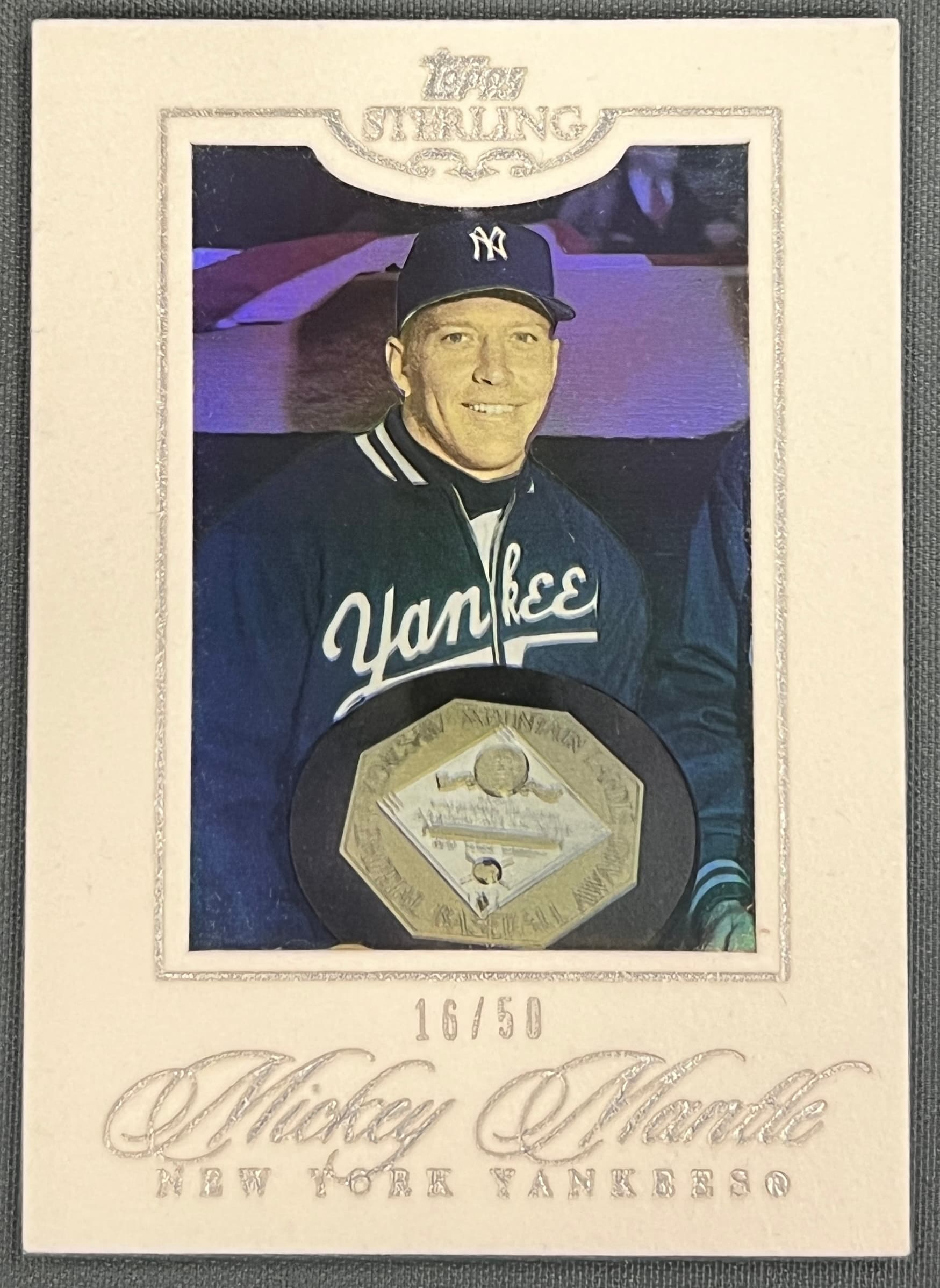 2006 Topps Sterling White Suede Mickey Mantle 16/50