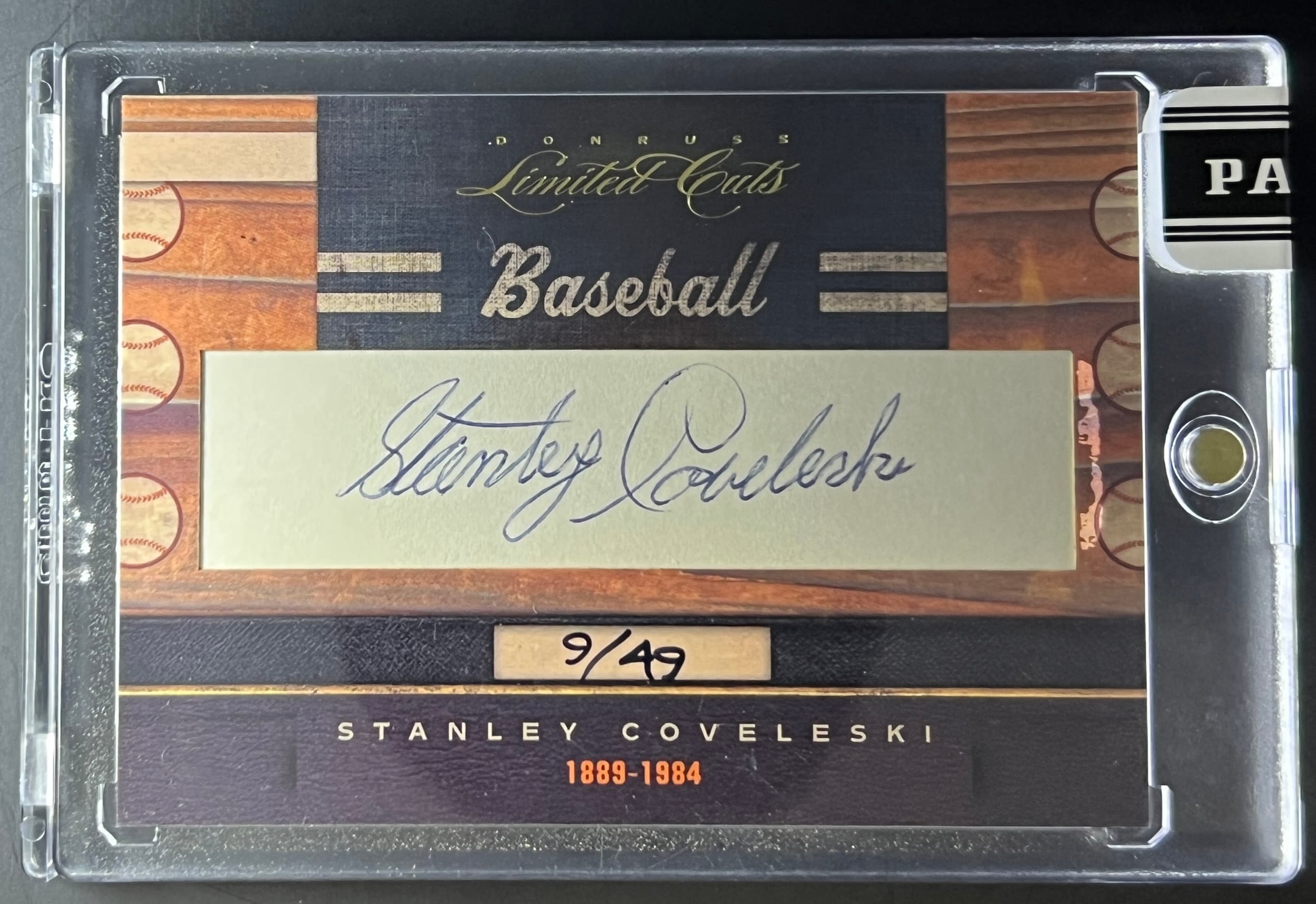 2000 Donruss Limited Cuts Stanley Coveleski Auto 9/49.