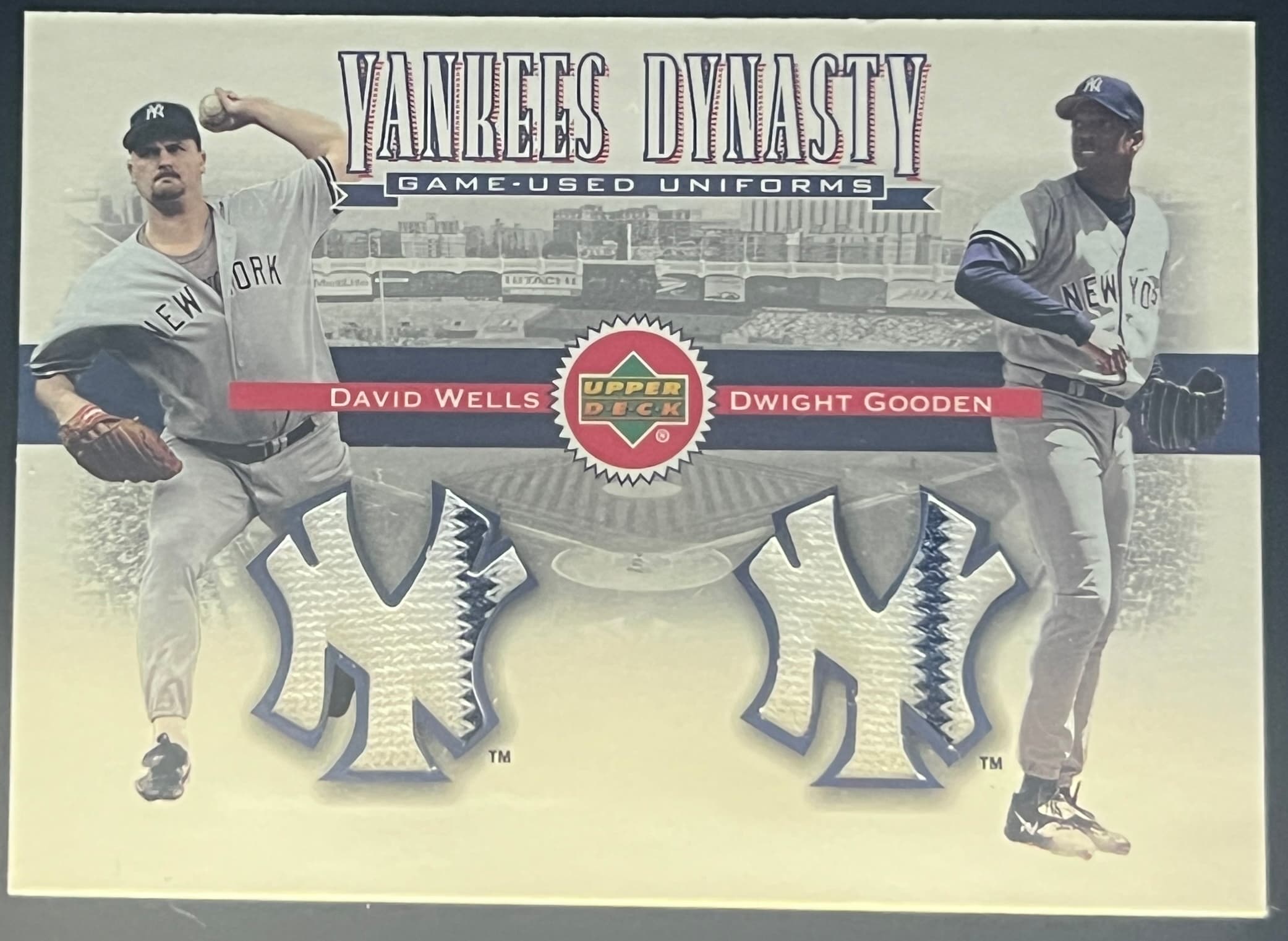 2001 Upper Deck Yankees Dynasty David Wells Dwight Gooden Game Used Jersey.