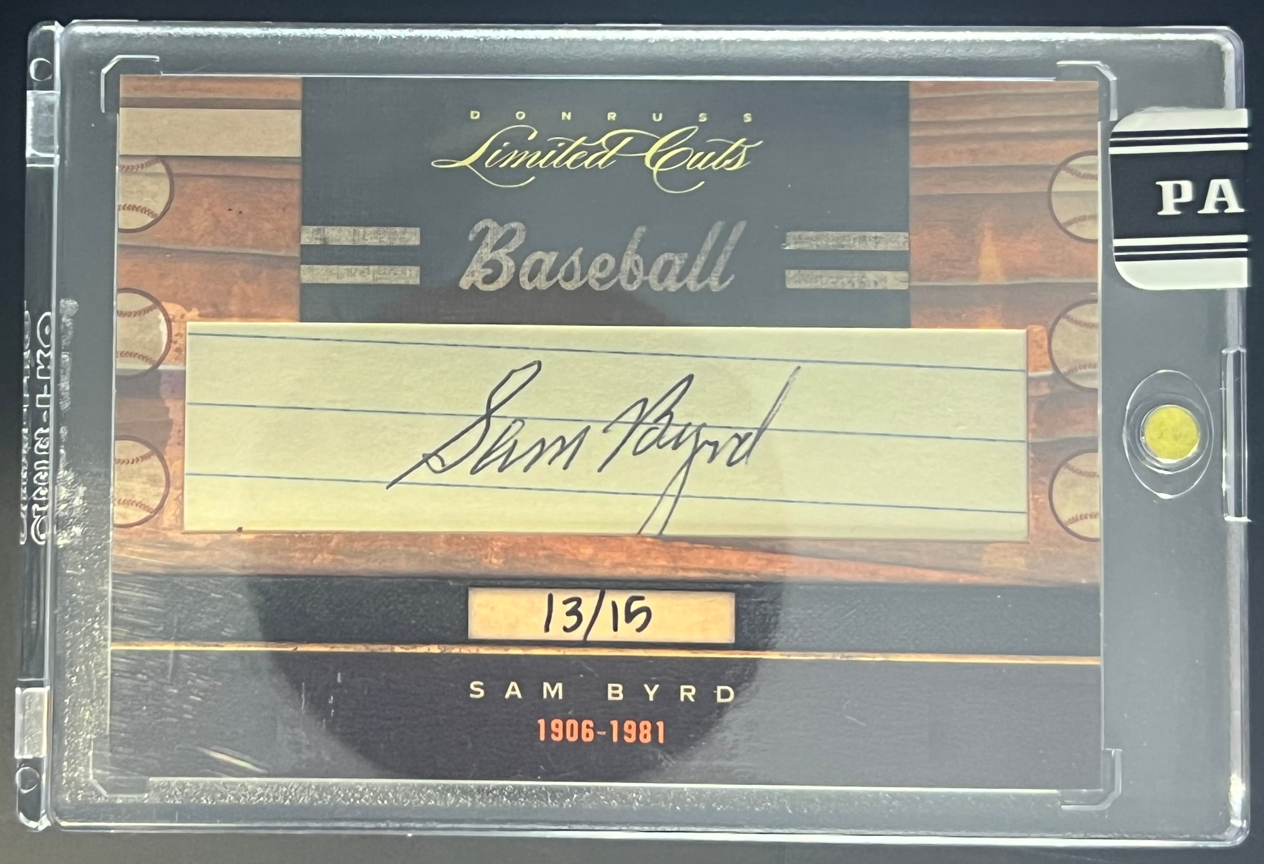 2011 Donruss Limited Cuts Sam Byrd 13/15.