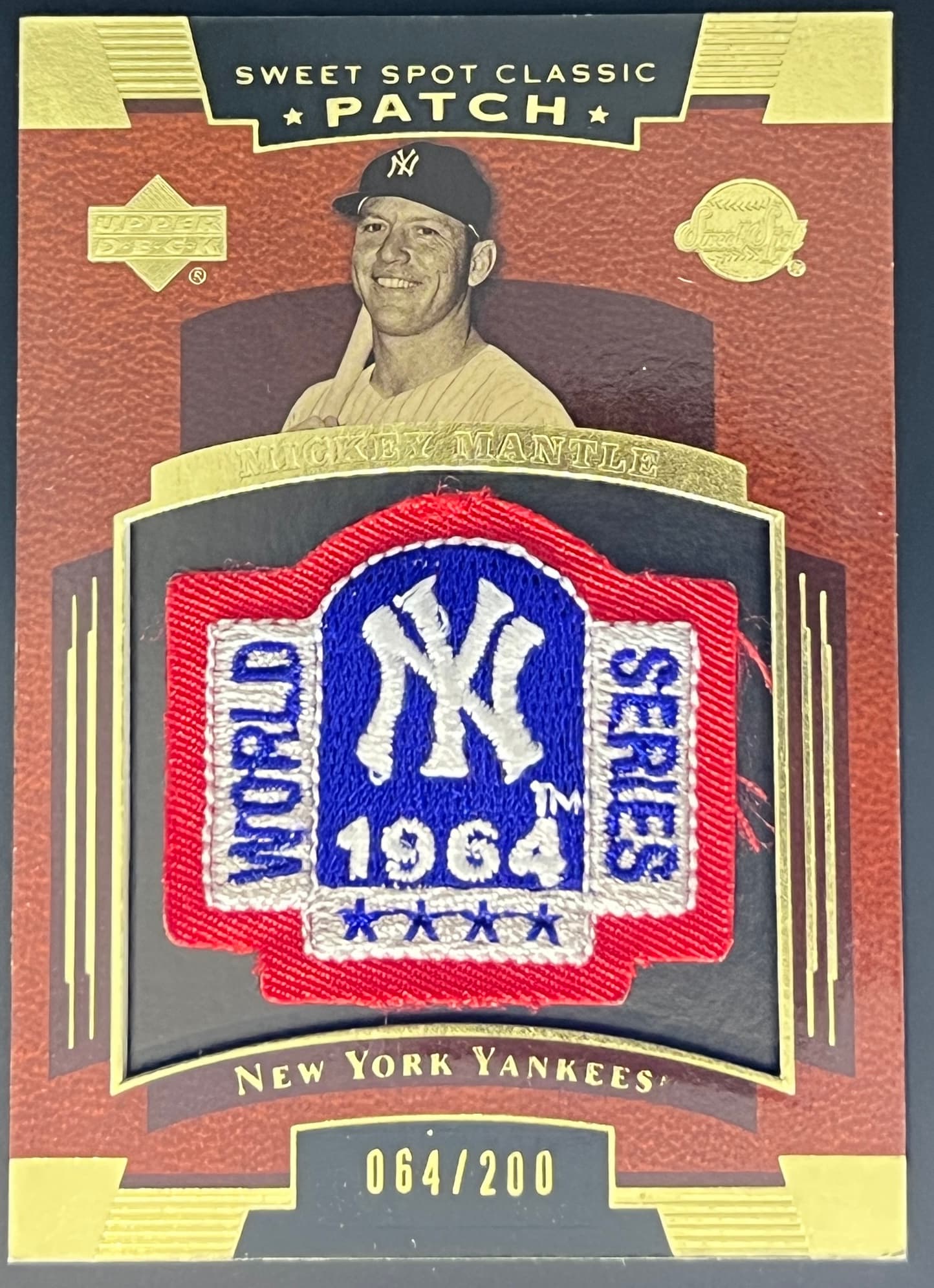 2004 Upper Deck Sweet Spot Classic Patch Mickey Mantle 64/200