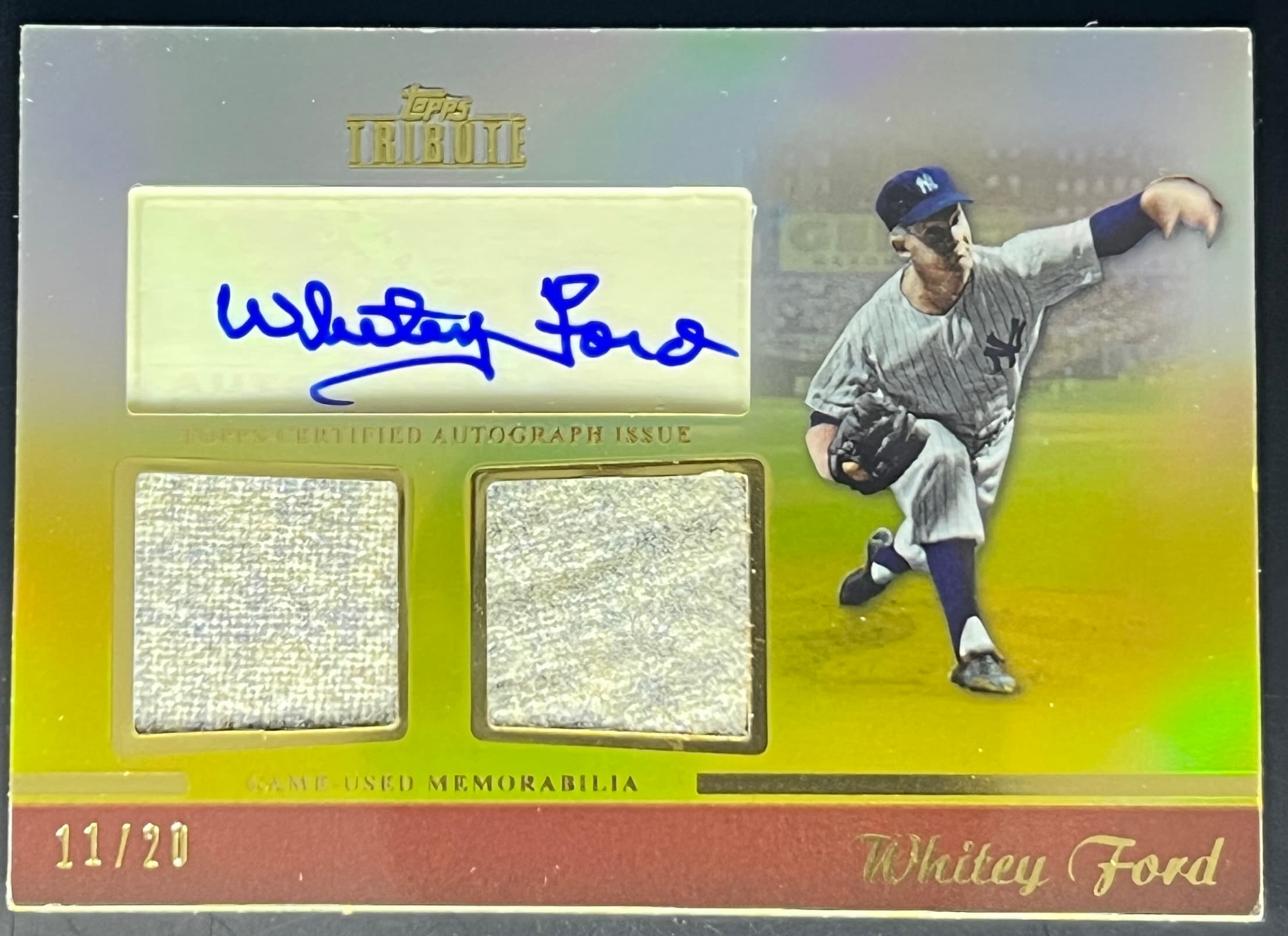 2011 Topps Tribute Dual Relic Auto Whitey Ford 11/20