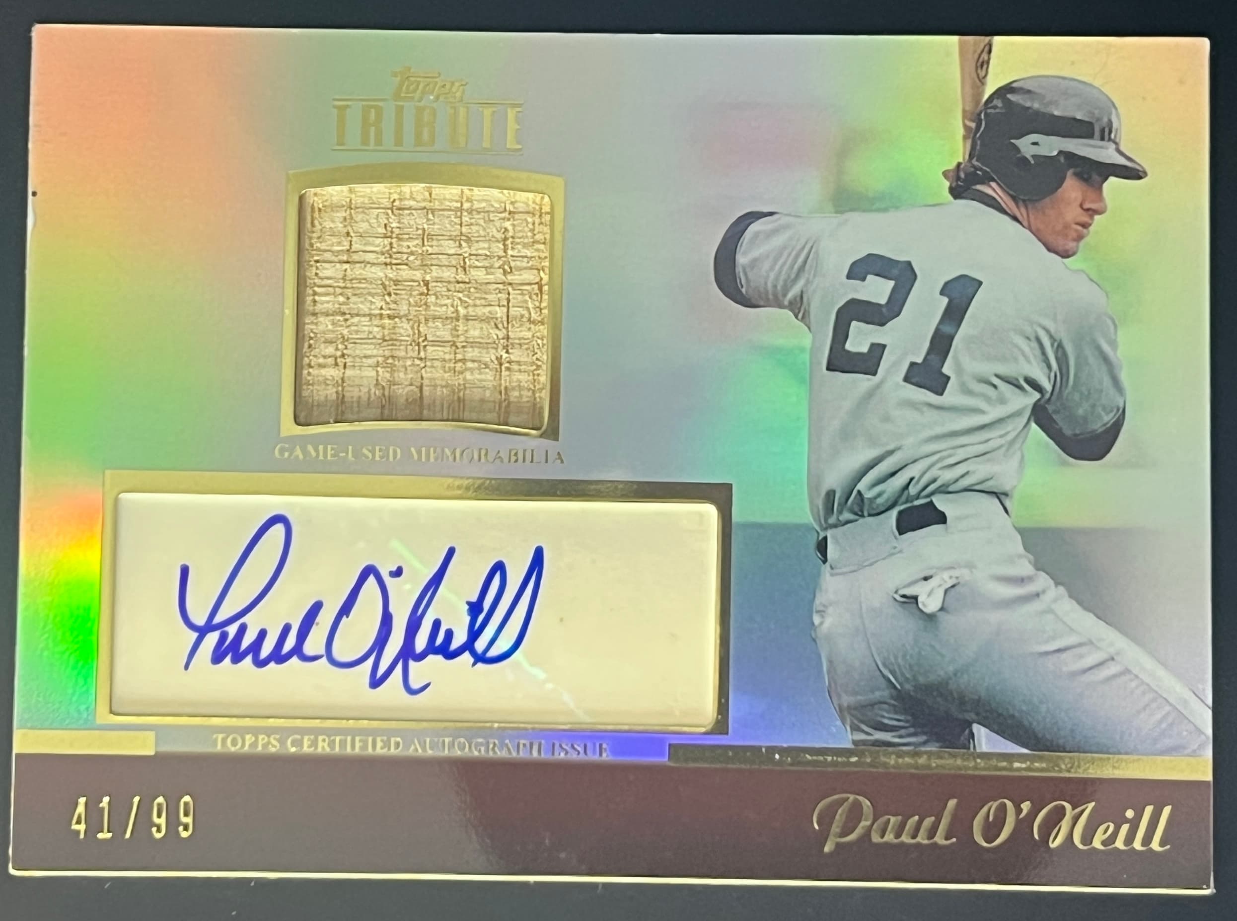 2011 Topps Tribute Paul O'Neil Autograph Game Used Relic 41/99