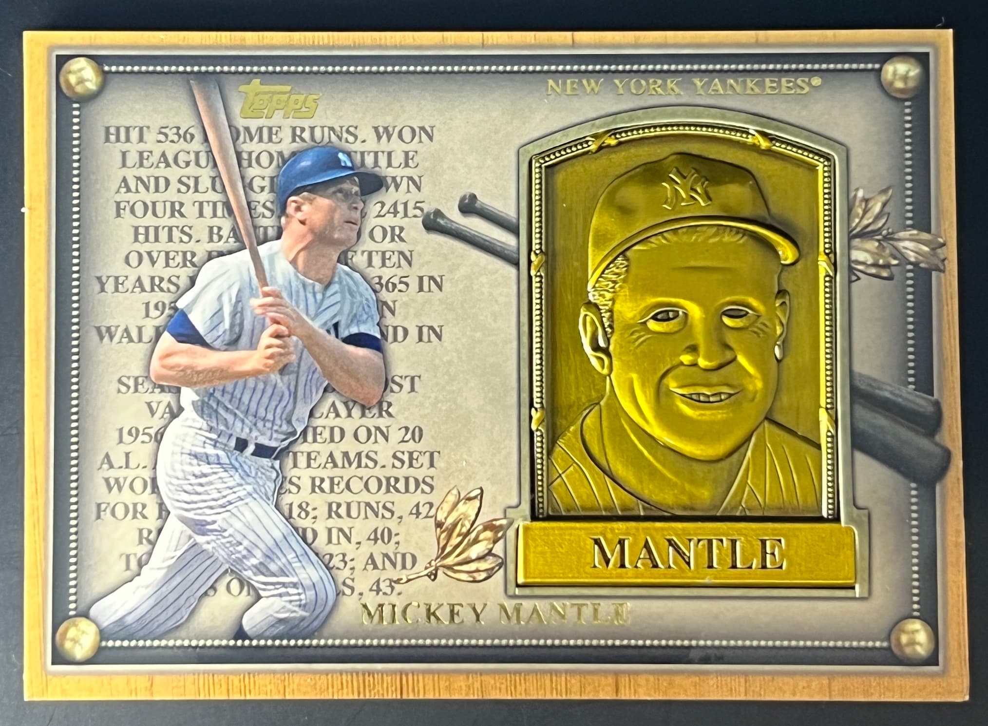 2012 Topps Update Gold Hall of Fame Plaque Mickey Mantle