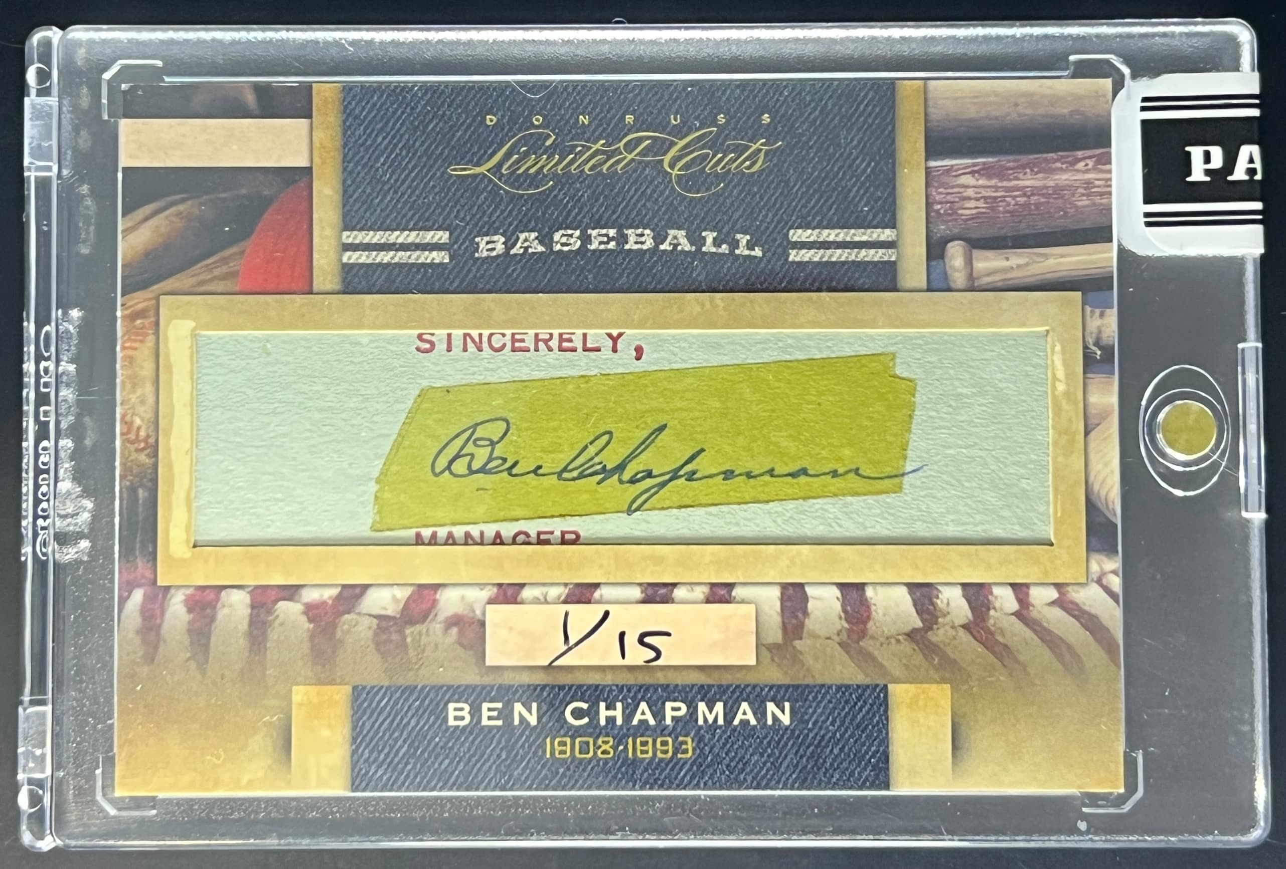 2011 Donruss Limited Cuts Ben Chapman 1/15