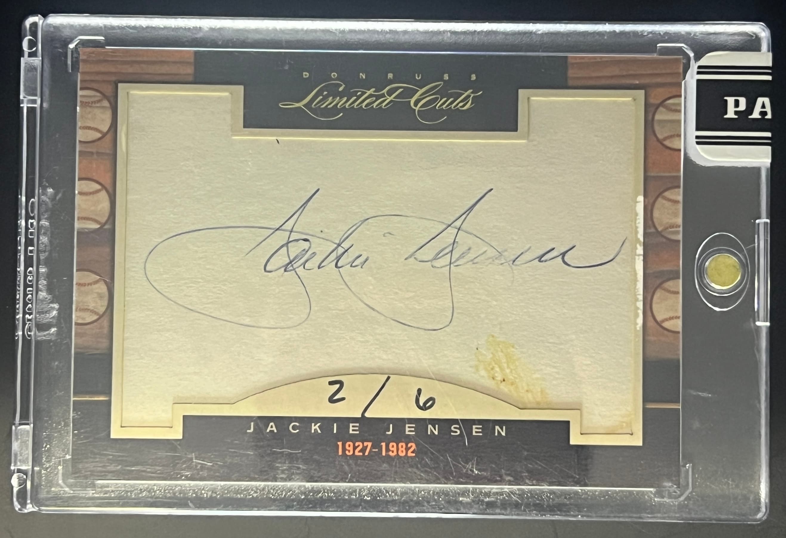 2011 Donruss Limited Cuts Jackie Jensen 2/6.